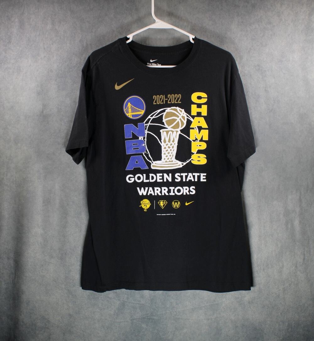 Nike Golden State Warriors 2021-2022 NBA Champions Black T-Shirt Mens Size Large
